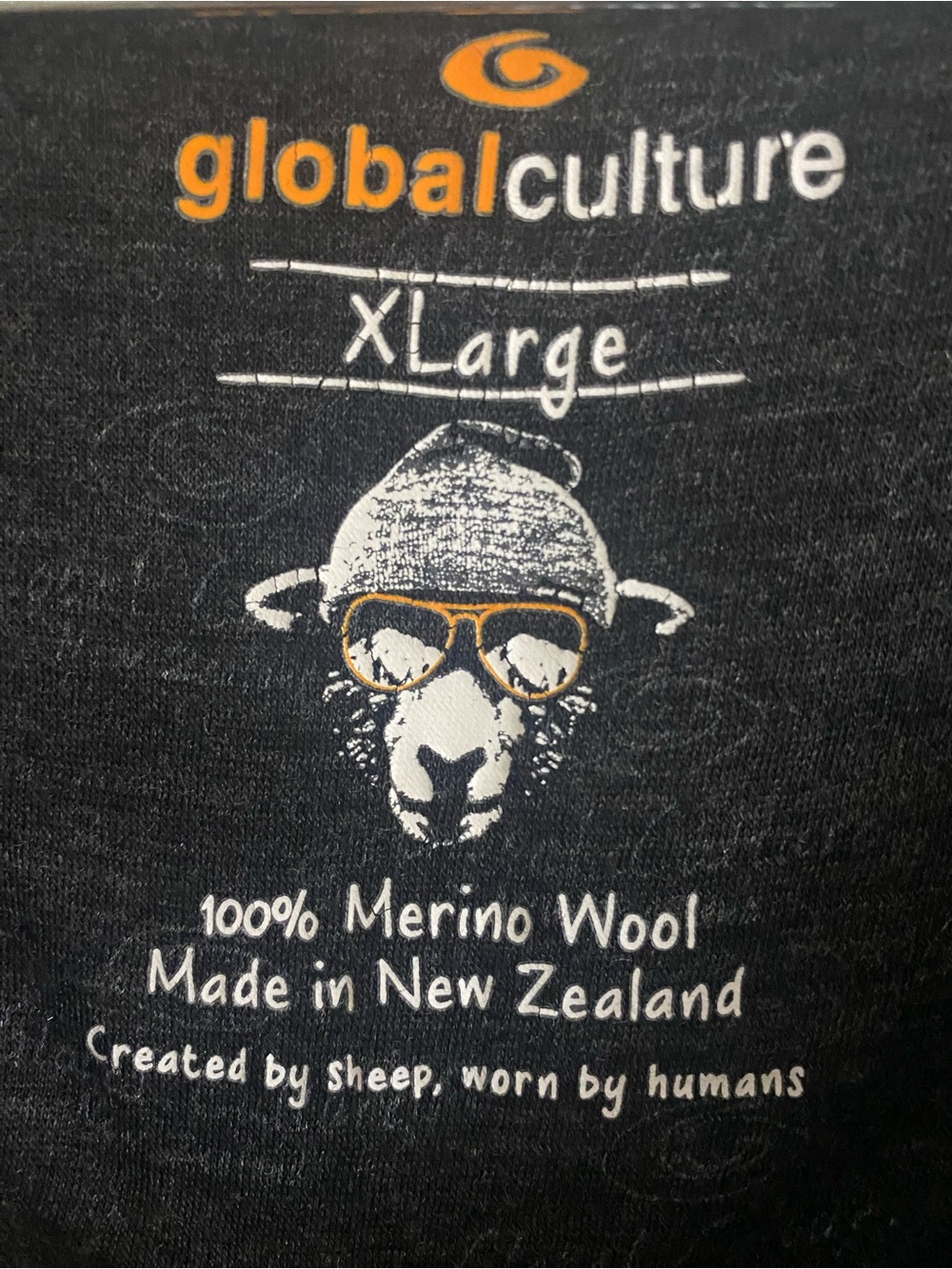 Global Culture Navy Tee with Bird Motif size XL 100% Merino Wool - Picture 7 of 13